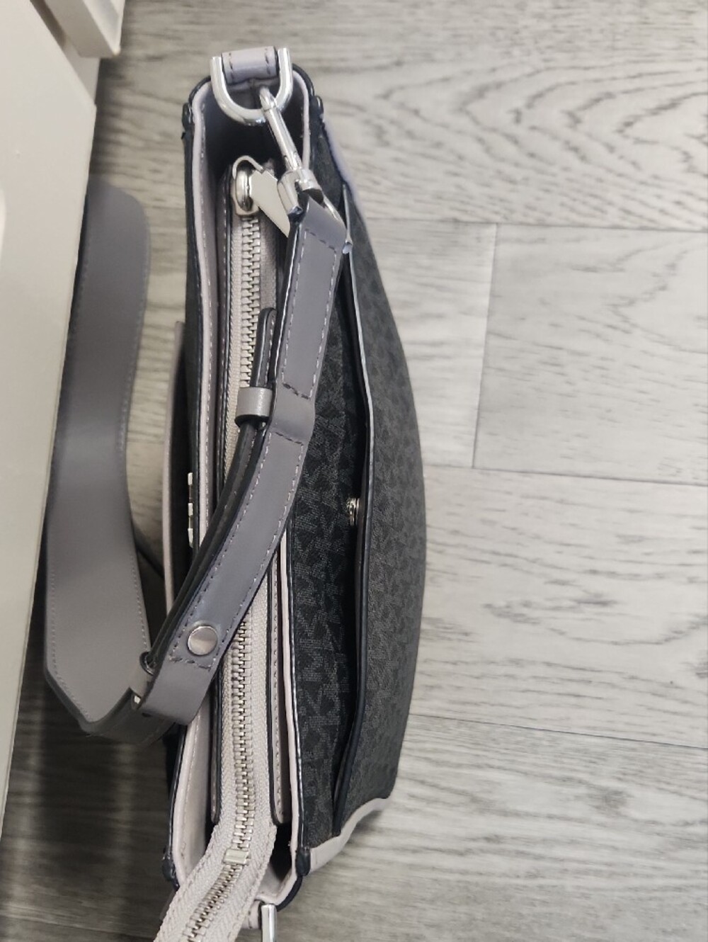 Michael Kors Gray MK Crossbody Bag - Picture 8 of 13